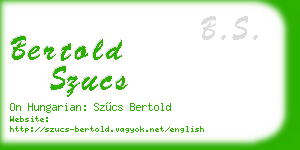 bertold szucs business card